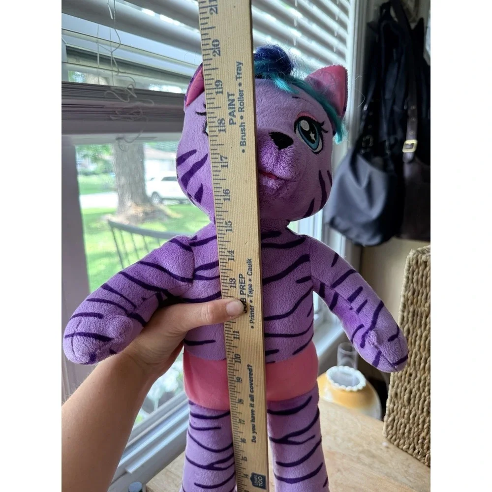 Build A Bear Honey Girls HG Teegan Plush Purple Tiger Cat Stuffed Animal  21